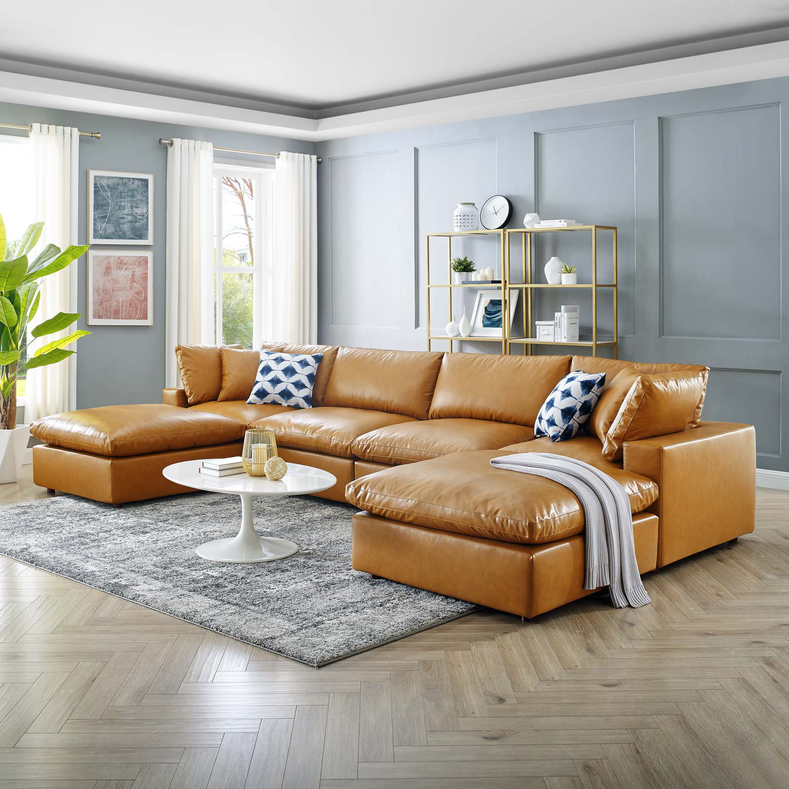 Modway Commix Down Filled Overstuffed Vegan Leather 6 Piece Sectional Sofa Reviews Wayfair